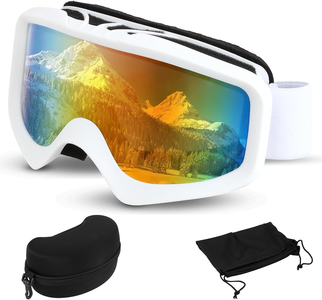 FOCUHUNTER OTG Ski Goggles Over Glasses Ski Snowboard Goggles Anti Fog, 100% UV Protection Snow Goggles for Men Women Adult