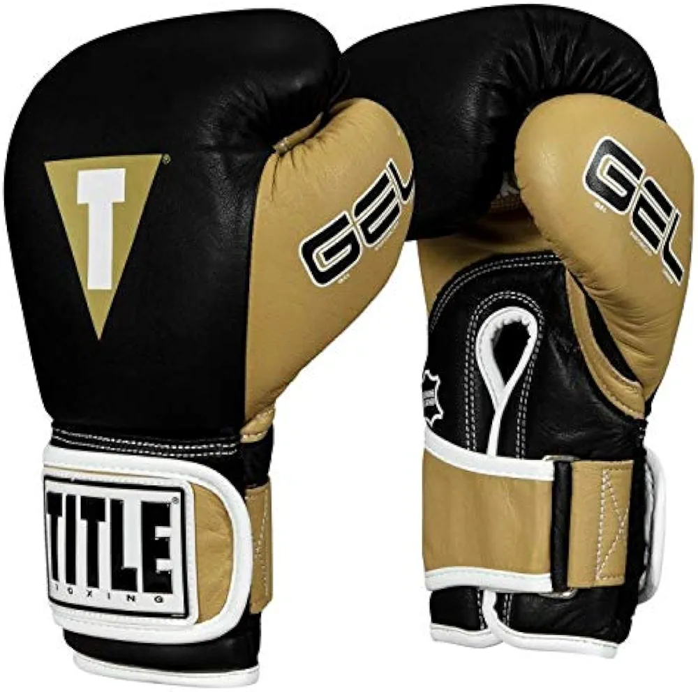 Title Boxing Gel World V2T Bag Gloves, Black/Gold, Medium