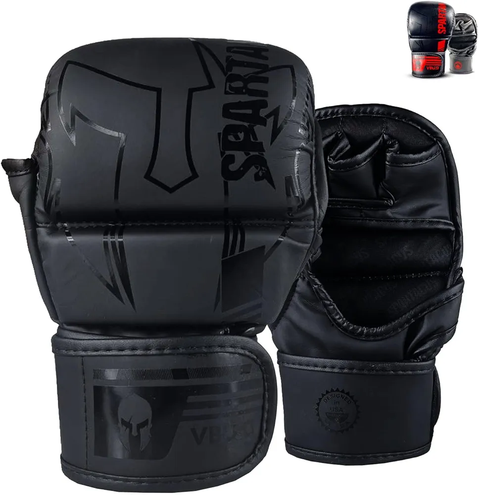 MMA Gloves Sparring Grappling, Hybrid Open Palm Heavy Bag Gloves Men Women, Maya Hide Leather Wrist Support, Cage Fighting Combat Sports Boxing Training, Muay Thai, Punching Bag Gloves