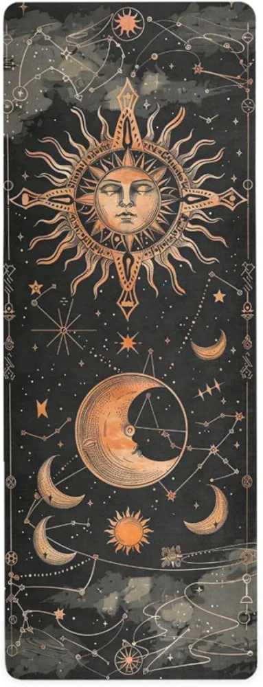 Astrological Pattern Yoga Mat for Women Men 71" x 26" Non Slip Exercise & Fitness Mat 1mm Thick Workout Mat for Yoga, Pilates, Come with Storage Bag