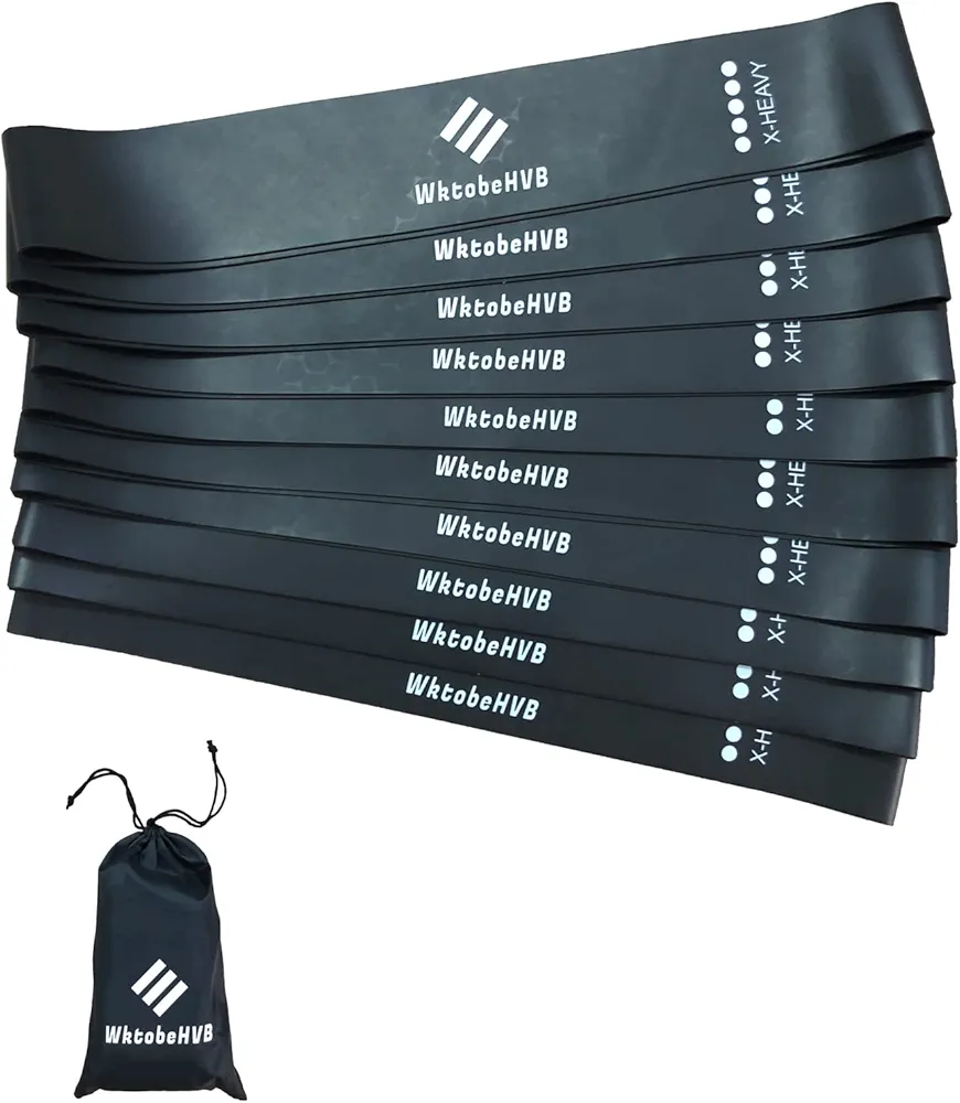 Resistance Loop Exercise Bands-5/10 Pack-10/12 Inch Stretch Bands for Working Out with Carry Bag-Elastic Bands for Physical Therapy, Rehab, Yoga, Pilates and Strength Training at Home or Gym