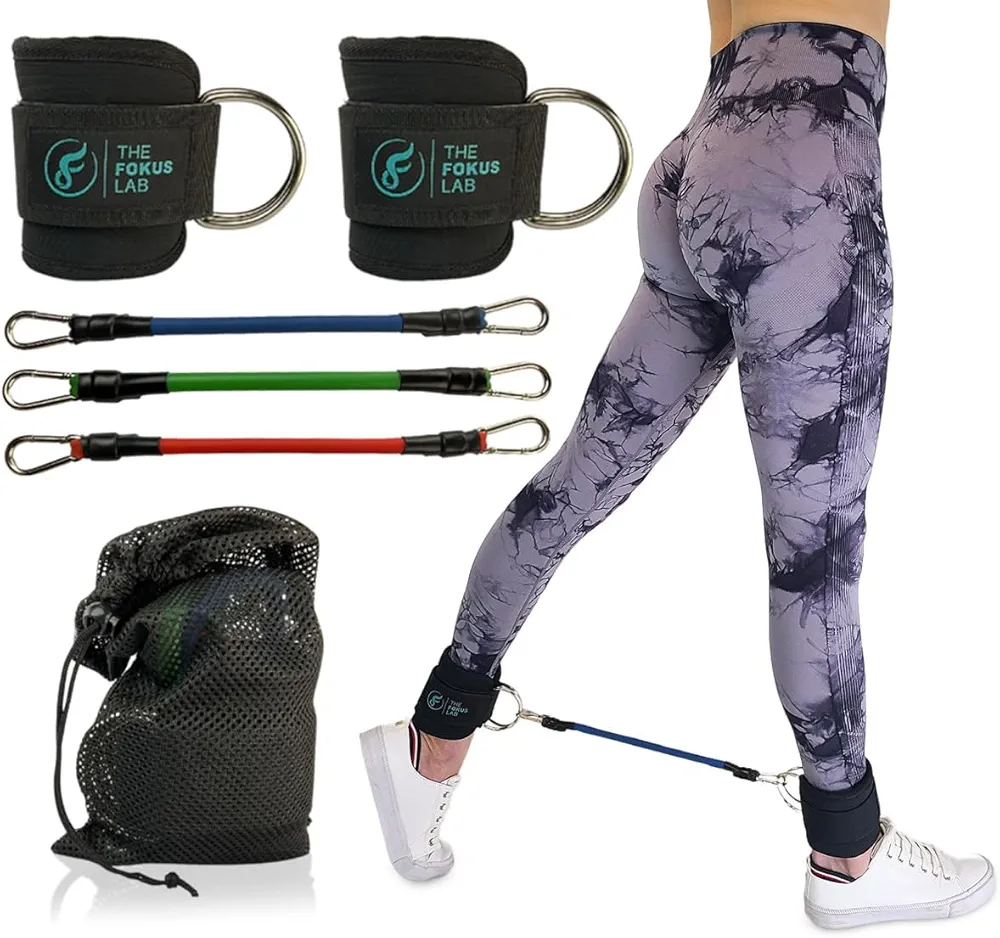 Ankle Resistance Bands with Cuffs- 3 Different Weights of Leg Bands Resistance- Use Ankle Straps for Cable Machines Women Workouts at Home Or The Gym- Tone Lift and Sculpt Your Booty Legs & Waist