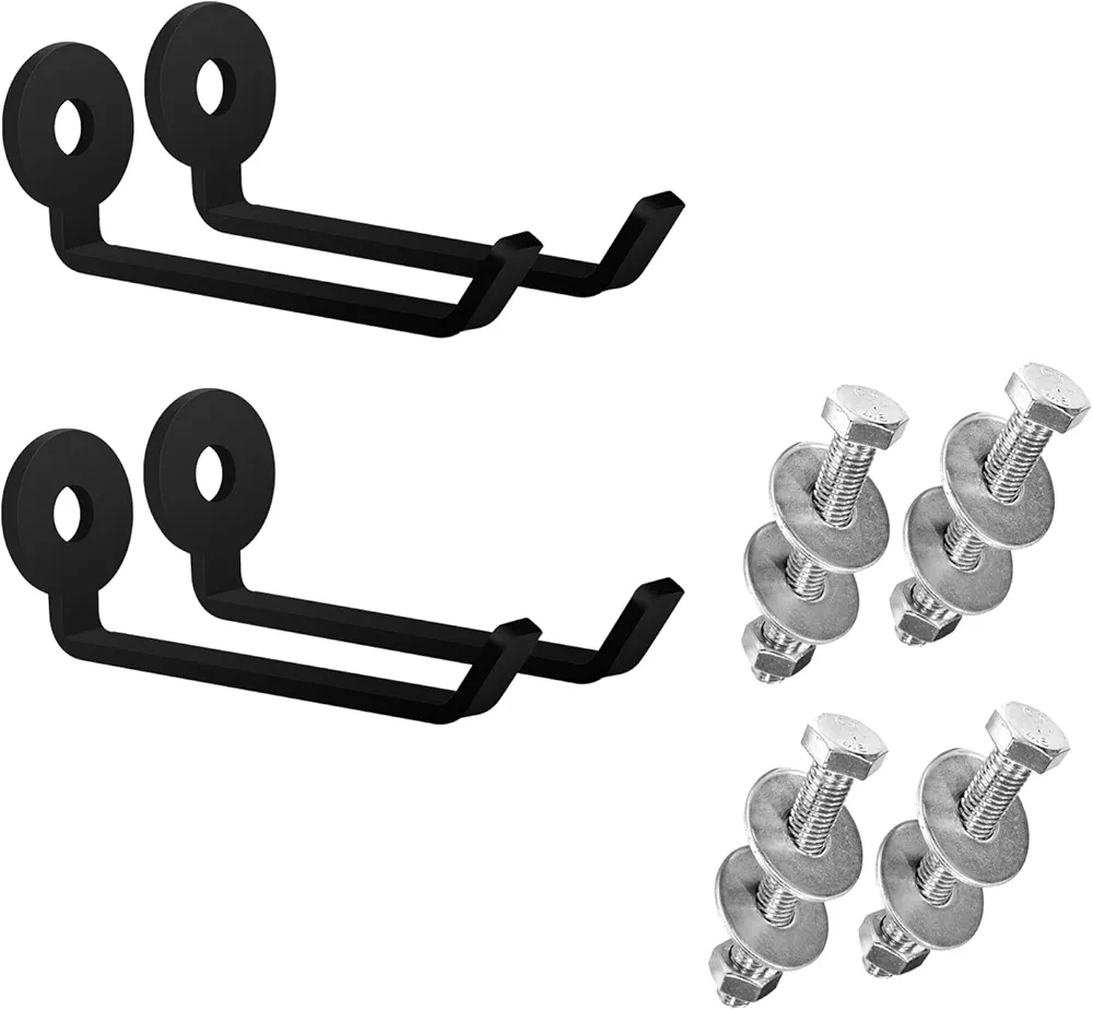 4PCS Squat Rack Storage Hook Attachments Barbell Bar Rack Storage Holder Power Rack Storage Accessories Weight Rack Mount Barbell Holder Gym Organization Resistance Band Hook