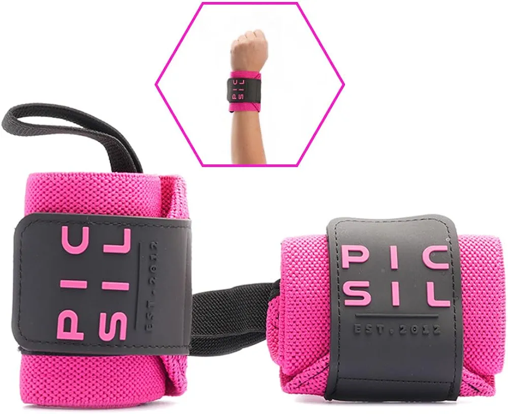 PICSIL Wrist Wraps with Double Fabric Fastener, Stretchable Wrist Straps for Weightlifting, Cotton Wrist Straps with Thumb Loop, Advanced Weightlifting Straps for Comfort and Stability