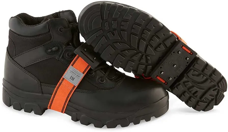 K1 Mid-Sole Ice Cleats - Rotatable Traction Aids For Shoes/Boots - Indoor/Outdoor, Climbing, Driving - Low Profile - Orange