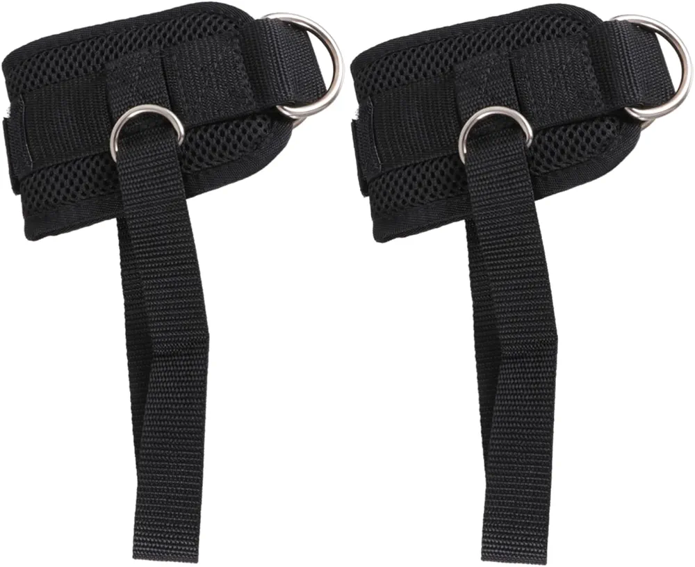 1 Pair Ankle Buckle Kickback Strap Belt Support Pilates Hand Pull Carabiner Elbow Hip Pad Weightlifting Socks Adjustable Strength Heel Exercise Band Ankle Diving Cloth Black