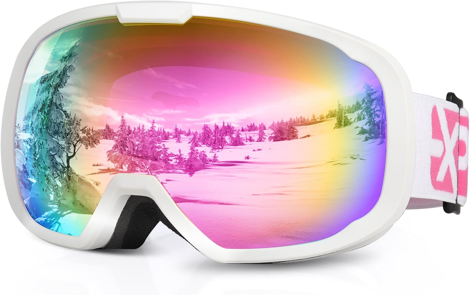 EXP VISION Ski Goggles for Men Women, OTG Snowboard Goggles with 100% UV Protection Anti Fog Lens Snow Goggles