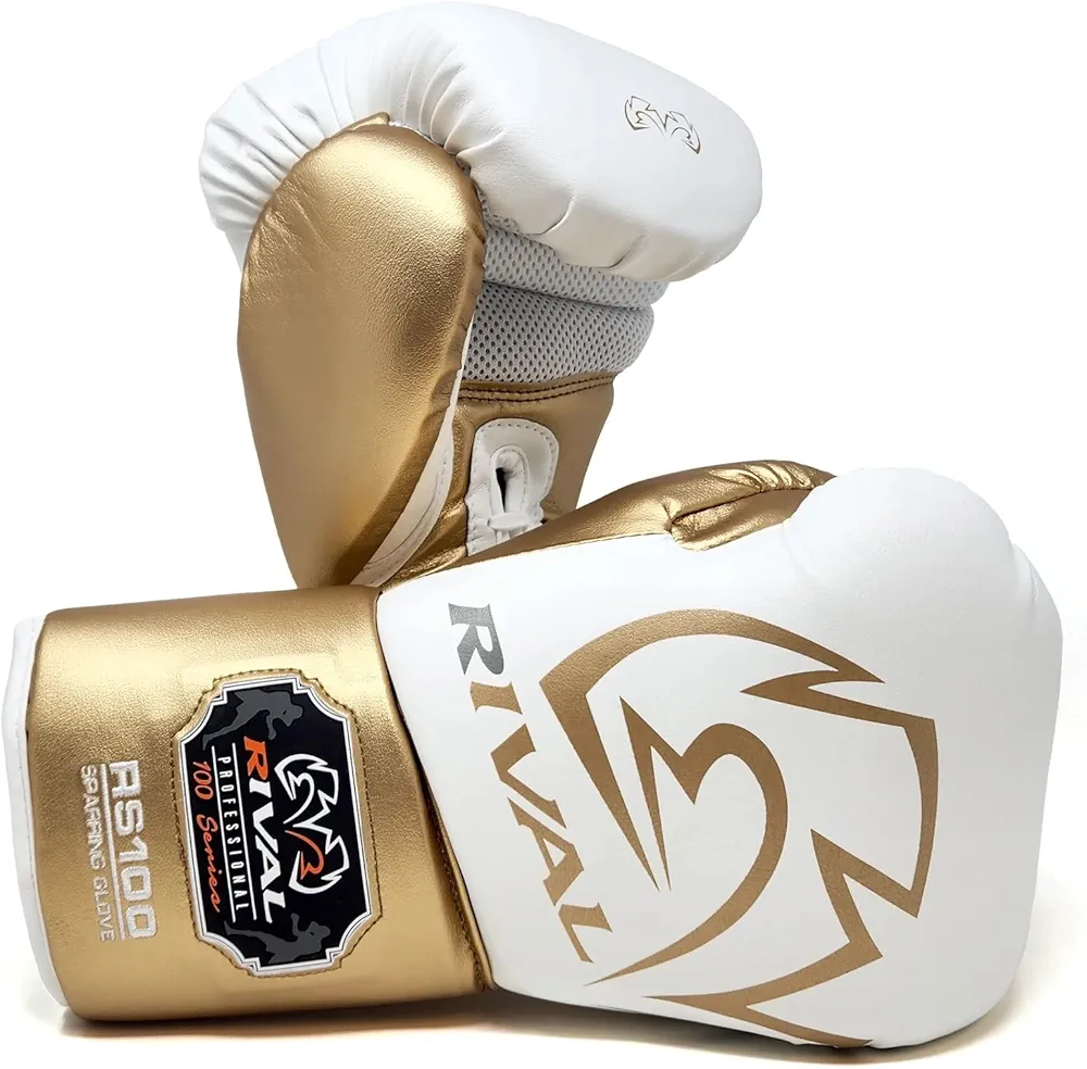 RIVAL Boxing RS100 Professional Lace-Up Sparring Gloves, Handcrafted with Super-Rich Microfiber PU, Ergonomically Designed to Perfectly Fit Your Hand