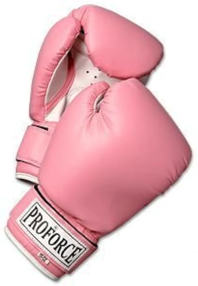 Pro Force Leatherette Boxing Gloves - Pink with White Palm - Pink - 14 oz.