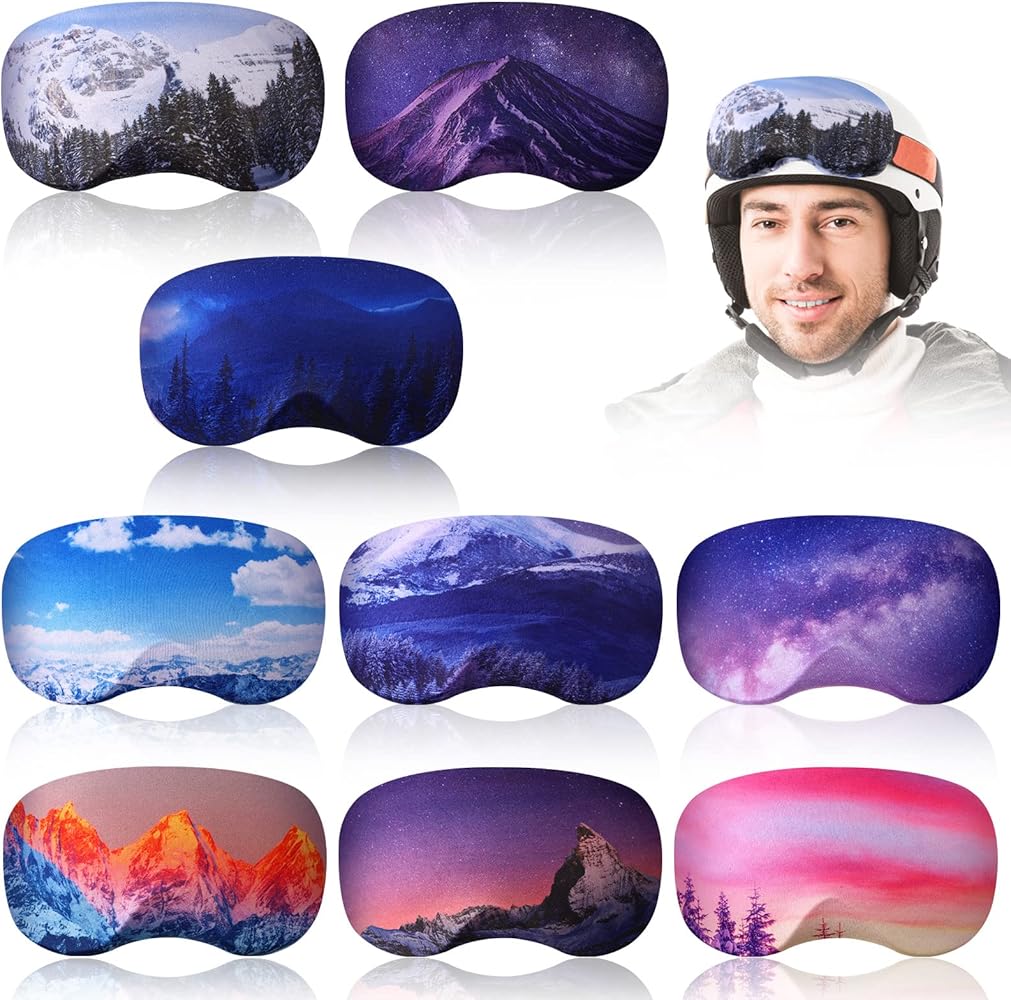 BBTO 9 Pcs Microfiber Protective Ski Goggle Cover Protector Snowboard Goggles Cover Sleeves Goggles Lens Storage 9 Styles