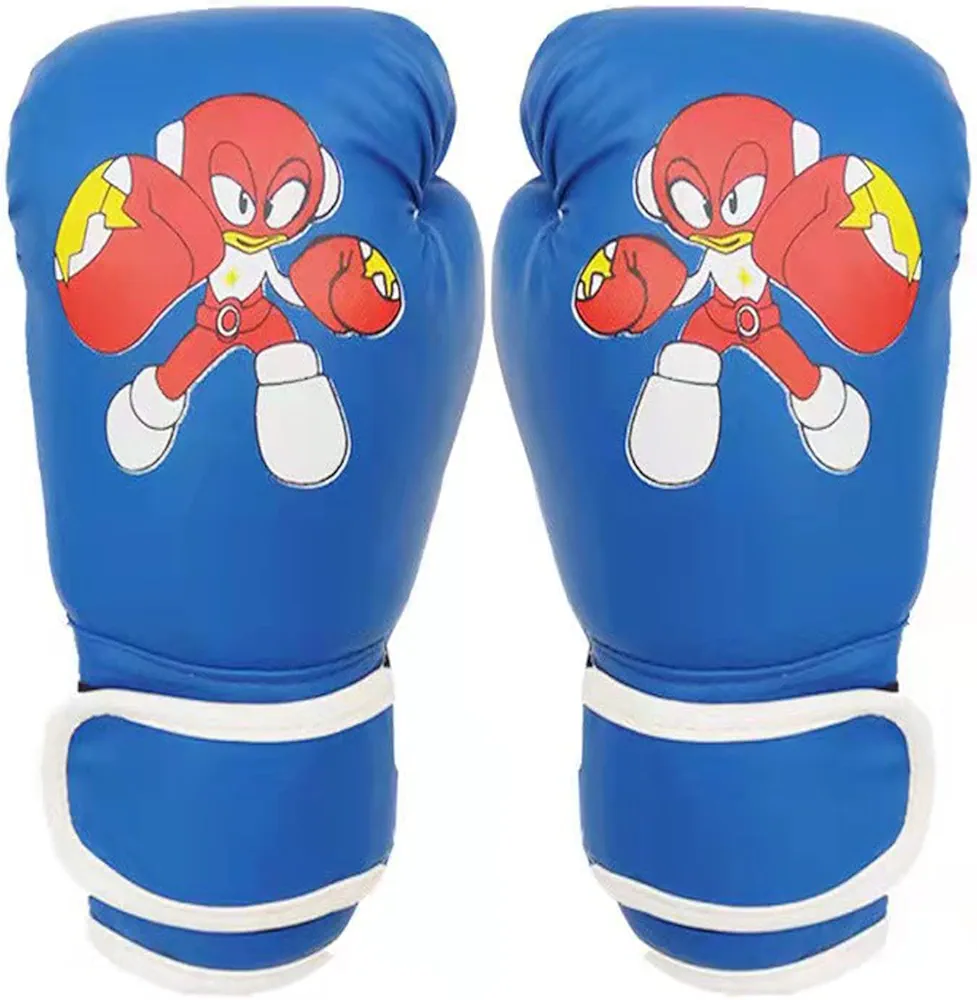 Kids Boxing Gloves for 4-12 Ages Children Boys and Girls PU Cartoon Sparring Training Palm Sanda Juvenile Hand Punching Bag Kickboxing Muay Thai MMA Blue X-Large