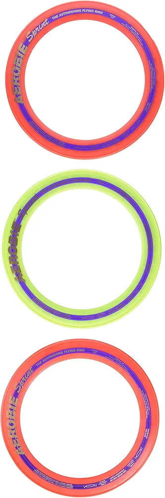 Aerobie Sprint Flying Ring, 10" Diameter, Assorted Colors, Set of 3
