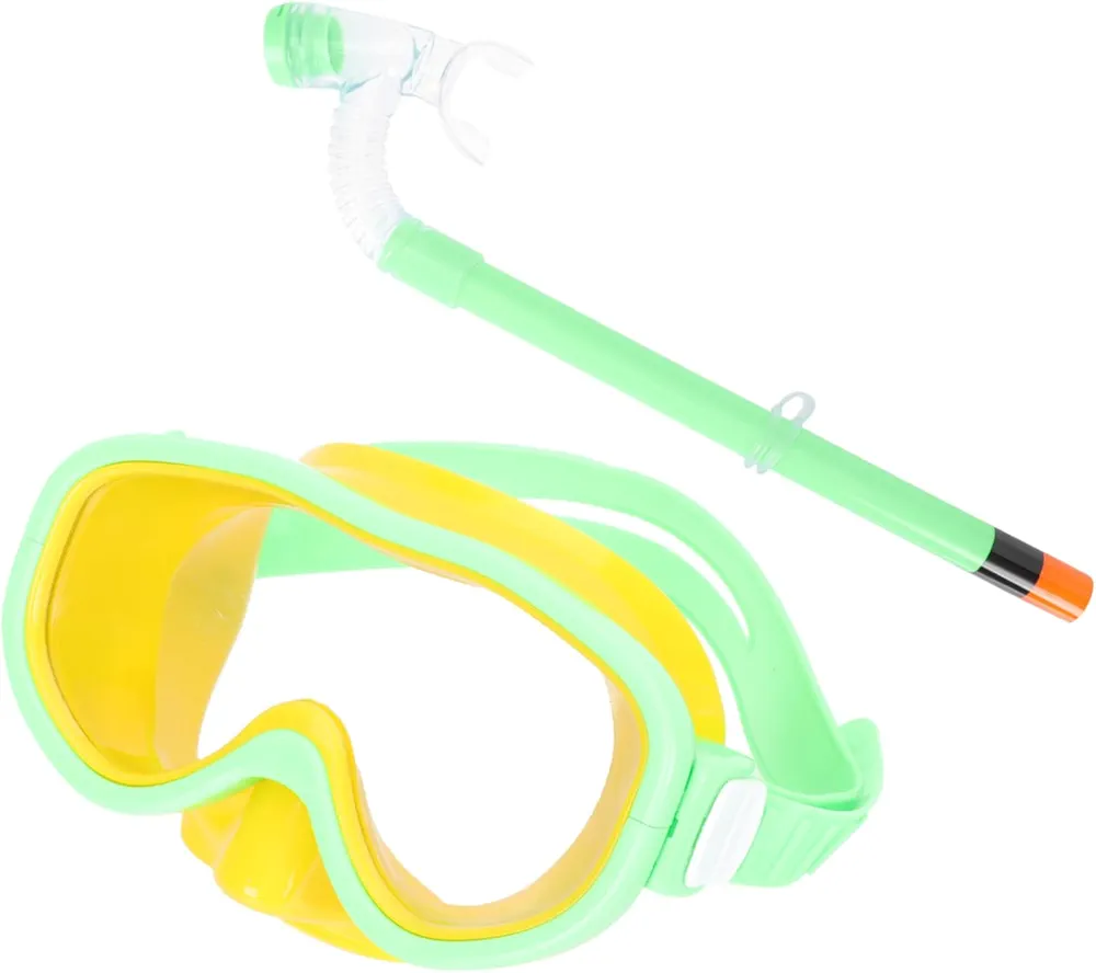 1 Set 's Swimming Goggles Snorkeling Diving Masks Gear Face Mask Semi-Dry Diving Glasses Diving Glasses with Straws Green PVC