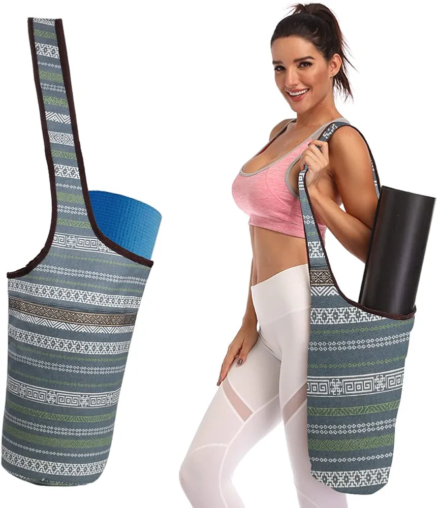 Yoga Mat Bag with Large Size Open Pocket and Zipper Pocket Carrier Bag Fit Most Size for Ladies Easy Access Lightweight Comfortable Shoulder Strap