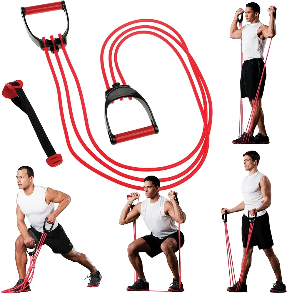 Lifeline TNT Resistance Cable System Workout Bands 120 lbs Fully Adjustable with Handles and Door Anchor Pink