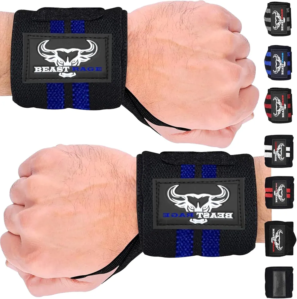 BEAST RAGE® Wrist Wraps for Weightlifting Adjustable Lifting Straps & Wrist Straps with Thumb Loop for Enhanced Gym Support, Wrist Support for Powerlifting, Bodybuilding and Gym workout