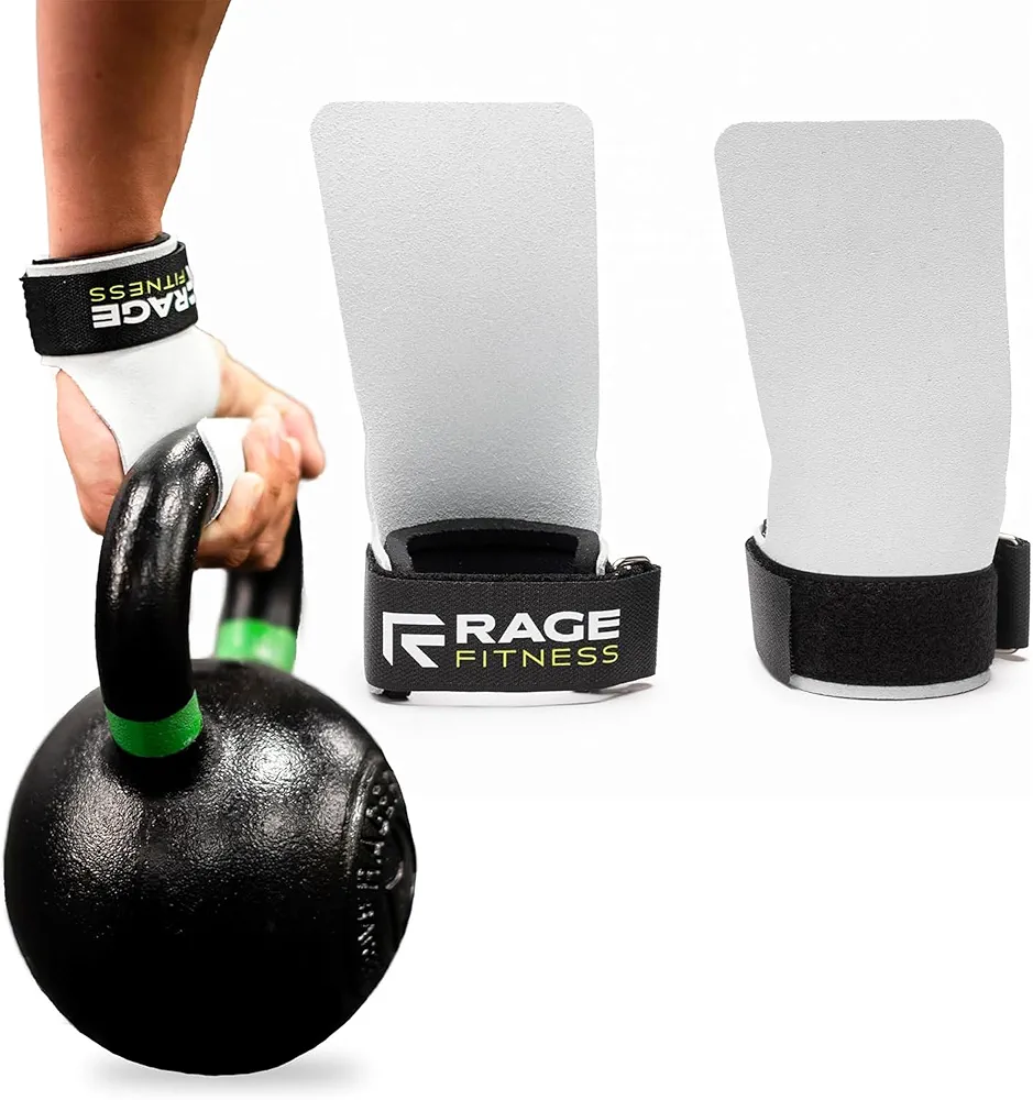 Leather Lift Grips with Wrist Straps for Weightlifting Men and Women, Gym Straps Durable Leather Hand Grips for Weights - Made in USA