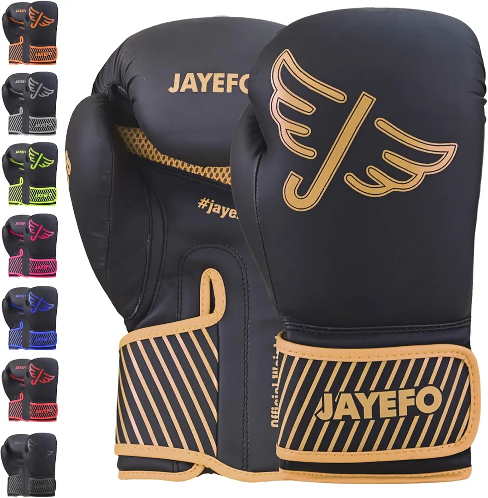 Jayefo R-58 Boxing Gloves | Unisex Pro Training for Kickboxing, MMA, Muay Thai | Heavy Punching Bag Gloves, Focus Pad Mitts | Ventilated Palm
