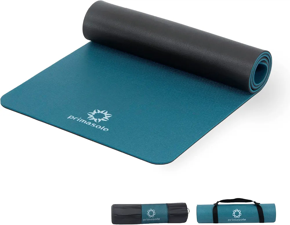 Primasole Yoga Mat Eco-Friendly Material 1/2 inch Non-Slip Yoga Pilates Fitness at Home & Gym 4 Colors with Carrying Case & Strap