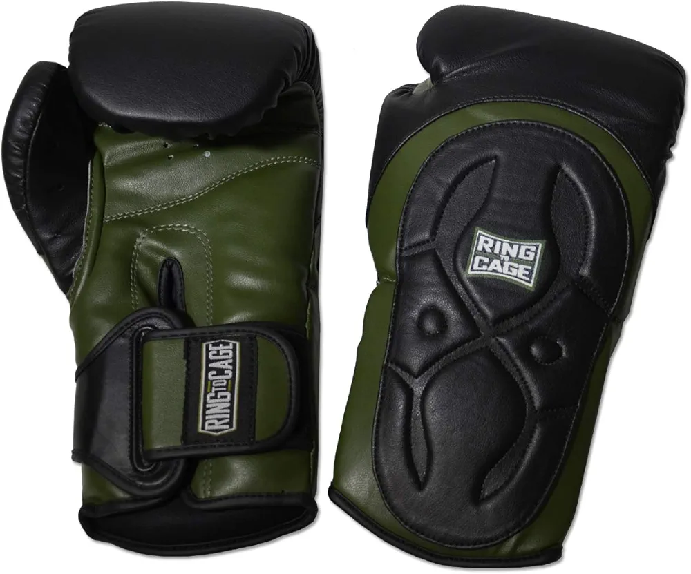 Premium Muay Thai-Style Training Boxing Gloves - Marine Green/Black - 16oz
