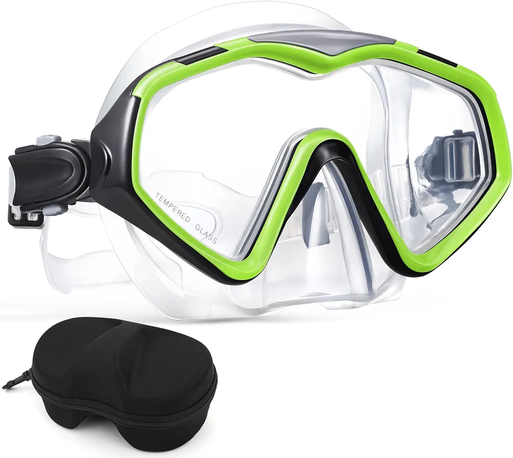 Professional Snorkel Diving Mask, Ultra Clear Lens with Wide View Tempered Glass Snorkeling Mask Gear,Anti Leakage Scuba Mask, Silicone Swimming Goggles Mask for Adults