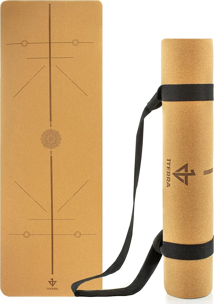 Premium Cork Yoga Mat | Durable Sweat Proof Eco-Friendly Exercise Mat with Carrying Strap | 5mm thick