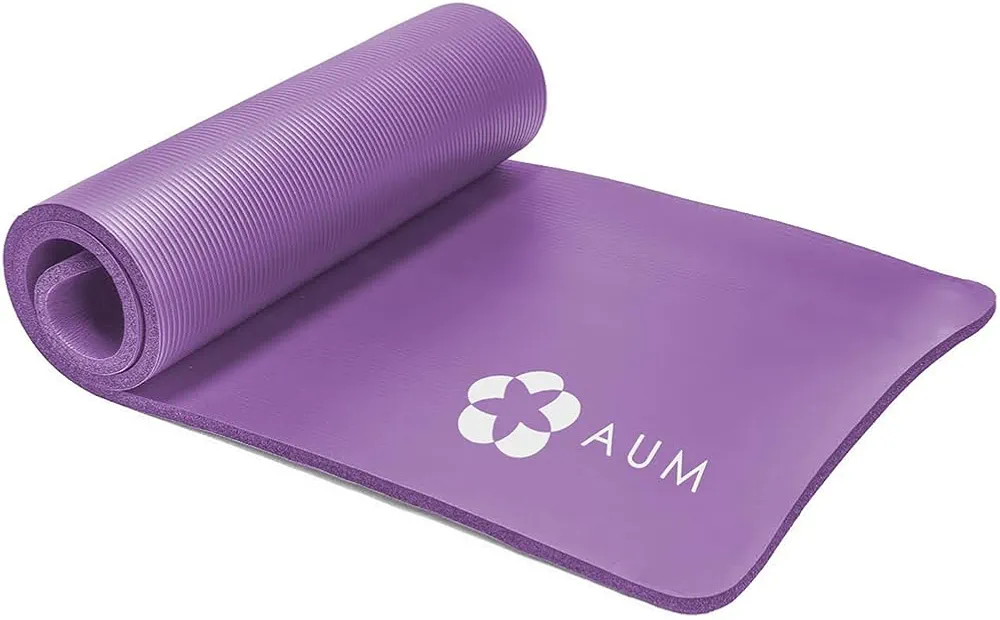 AUM High-Density HD Foam Tech Yoga Exercise Mat - 72" x 24" x 0.4" (Purple)