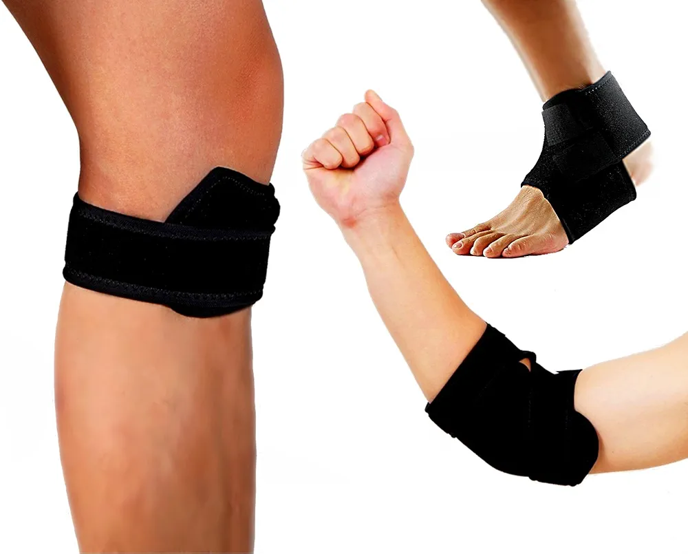 1 Elbow Brace Strap, 1 Runner's Knee Strap, and 1 Ankle Strap (ST5) for Home, Gym, Fitness, Sports, and Weight Lifting