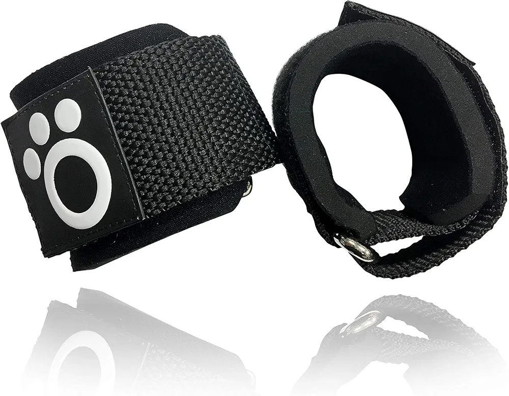 Two Wrist Straps w/7mm Neoprene Pad, Chrome Ring for Weightlifting, Crossfit, Powerlifting and Wrist Support