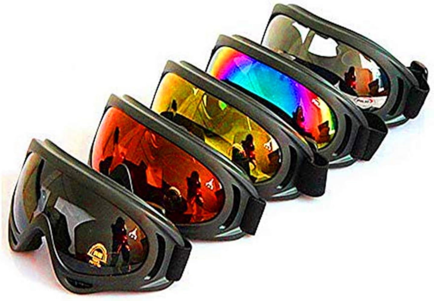 DPLUS Motorcycle Goggles - Glasses Set of 5 - Dirt Bike ATV Goggles Anti-UV 400 Adjustable Riding Offroad Protective Combat Tactical Military Goggles for Men Women Kids Youth Adult X400