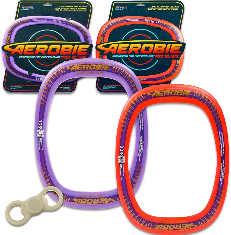 Game Party Aerobie Frisbee for Outdoor Play Set - 2 Pc Bundle with 14" Aerobie Flying Disc Plus Fidget Spinner for Kids, Teens, Adults | Aerobie Pro Blade for Sports, School Recess