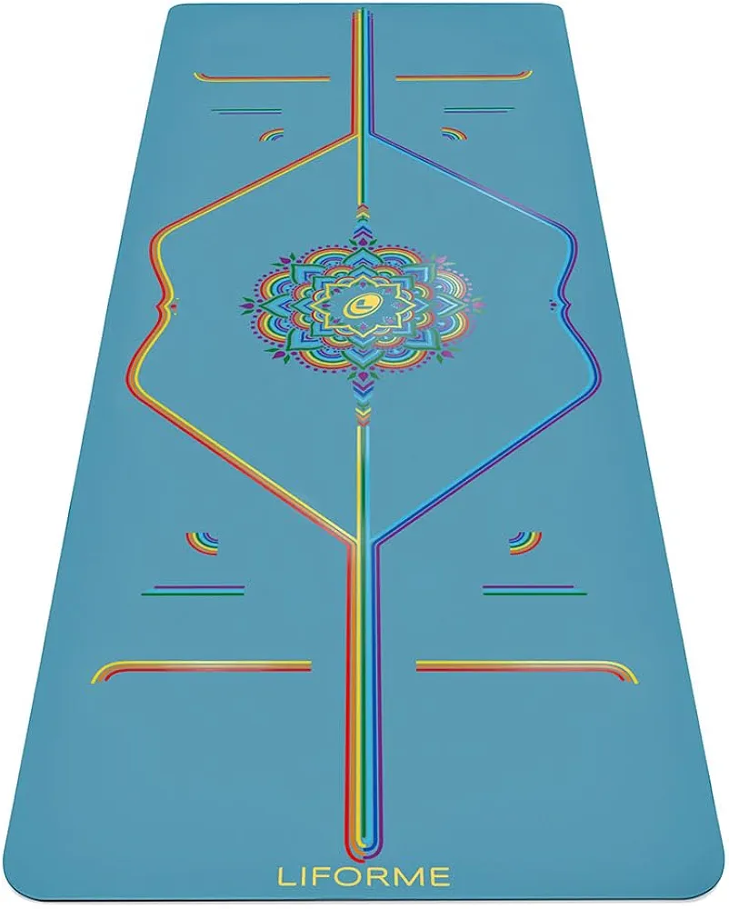 Liforme Travel Yoga mat – Patented Alignment System, Warrior-Like Grip, Non-Slip, Eco-Friendly, Ultra-Lightweight and Sweat Resistant, Made with Natural Rubber
