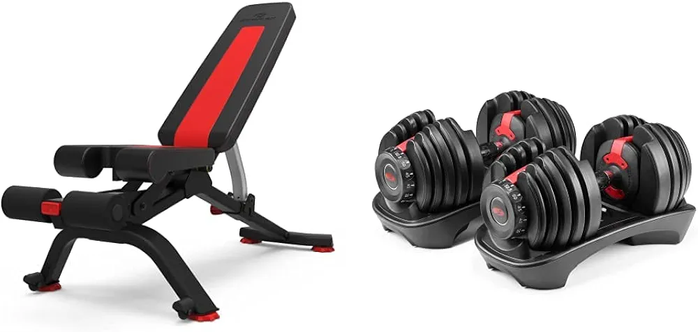 Bowflex SelectTech 552 Adjustable Dumbbells (Pair) 5.1S Stowable Bench