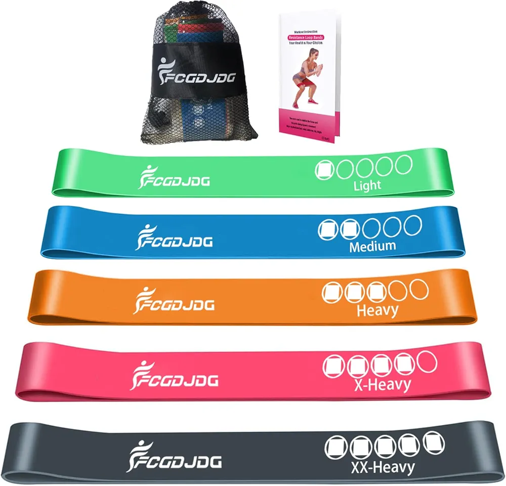 Resistance Bands for Working Out, Exercise Bands with Carry Bag, Instruction Guide, Stretch Bands for Whole-Body Fitness, Booty, Leg, Arm, Stretching, Physical Therapy, Strength Training