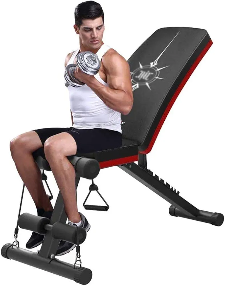 Weight Bench Adjustable, Foldable Press Exercise Gym Bench Strength Training Bench, for Bench Press, Sit-ups, Leg Lifts, Full Body Fitness,Black_113X50X55cm
