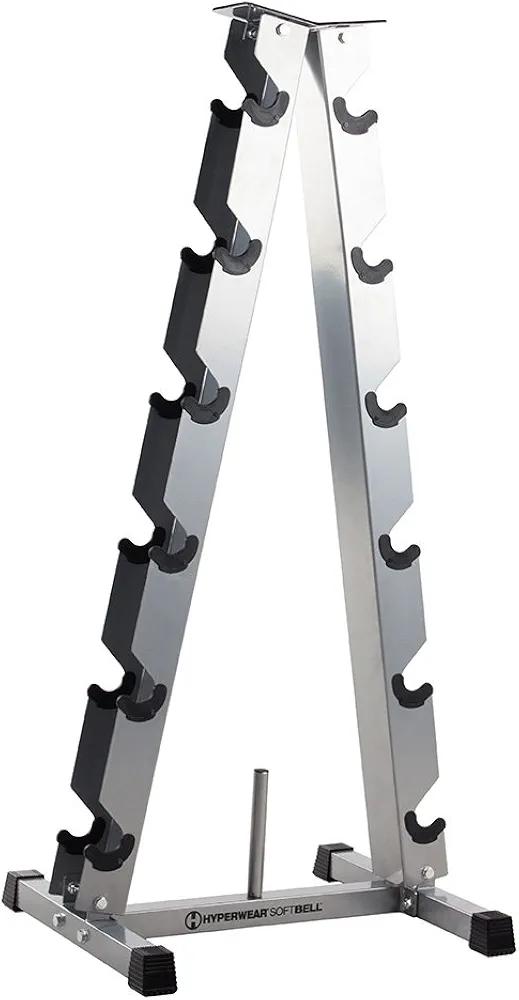 Hyperwear Vertical A-Frame Compact Dumbbell Storage Rack Holds 6 Pairs for Home Gym, Garage Gym or Health Club