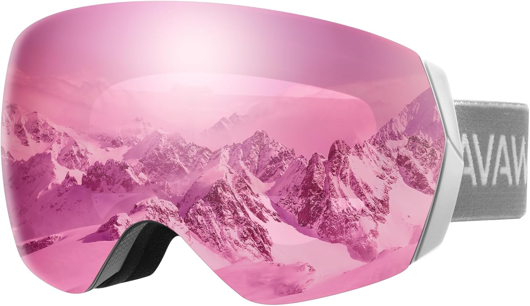 AVAWAY Ski Snow Goggles Women, Snowboarding Goggles Men, Eye Protection OTG Frameless Detachable Lenses Snowboard Goggles