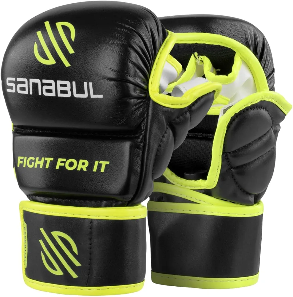 Sanabul Essential 7 oz MMA Gloves Men & Women Martial Arts Sparring Gloves Training Gloves Hybrid 7oz MMA Kickboxing Gloves