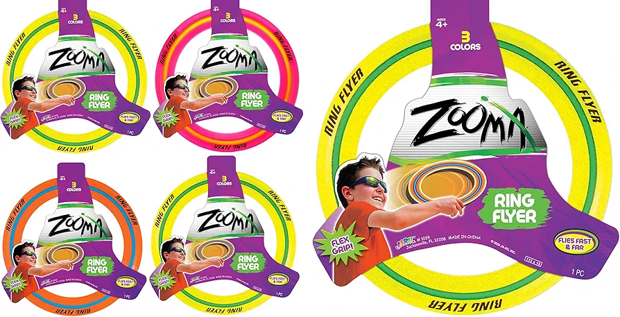JA-RU Zooma Ring Flyer (4 Units) 11.2 Inch Flying Discs for Kids. Pool Toy & Beach Games. Outdoor Kids Play Equipment. Disc Golf Yard Games. Birthday Gifts 1029-4p