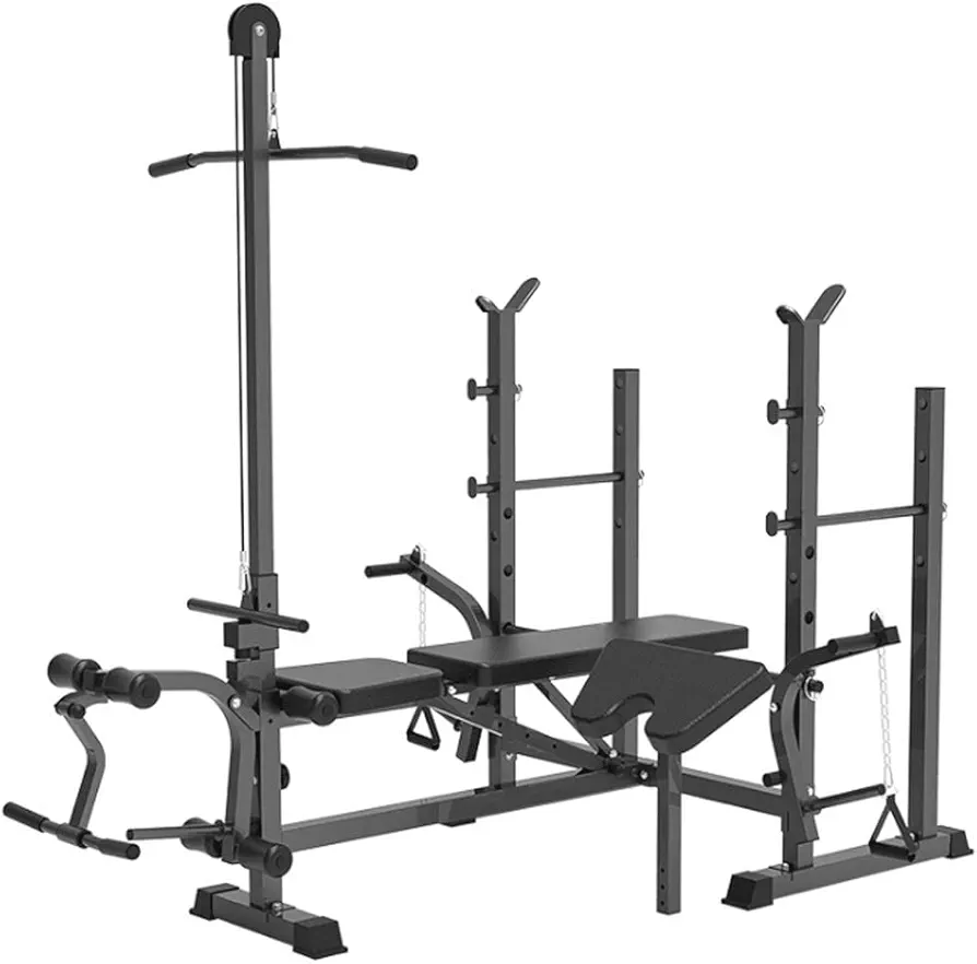 Full Body Exercise Weightlifting Bed Adjustable Weight Bench with Leg Developer and Squat Rack Lifting Machine Fitness Equipment Squat Rack