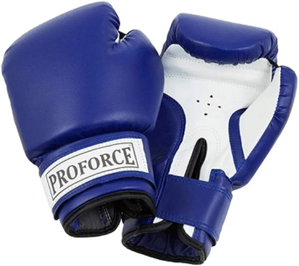 ProForce Leatherette Boxing Gloves, Blue & White 20 oz by AWMA