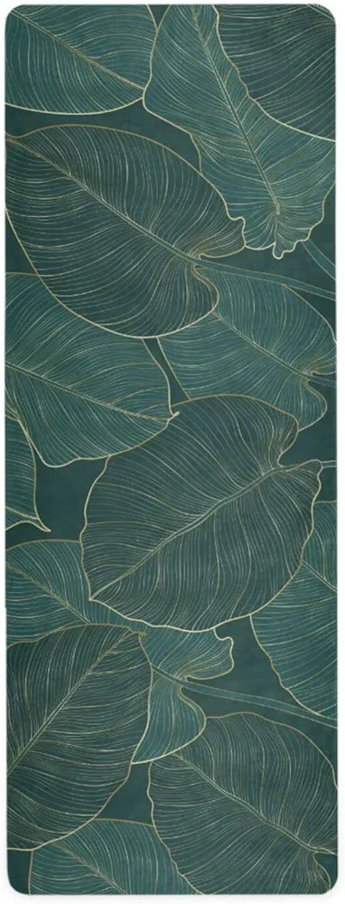 ZOEO Vintage Mandalas Leaves Yoga Mat Non Slip Thick Kids Banana Palm Eco Rubber Workout Foldable Yoga Mat Women Exercise, 70.8''x26''