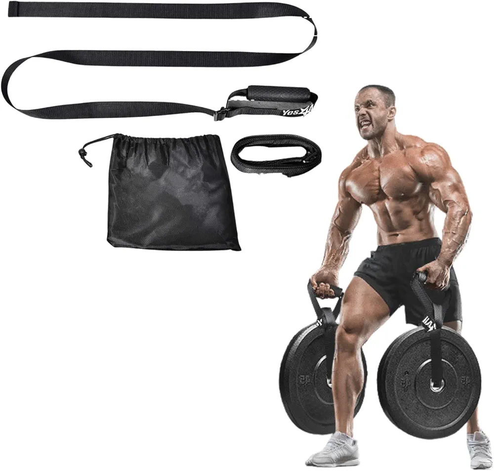 Yes4All Weightlifting Handle Straps With Non-slip And Ergonomic Handle for Body Building Workouts - Support up to 400LBS (Set of 2)