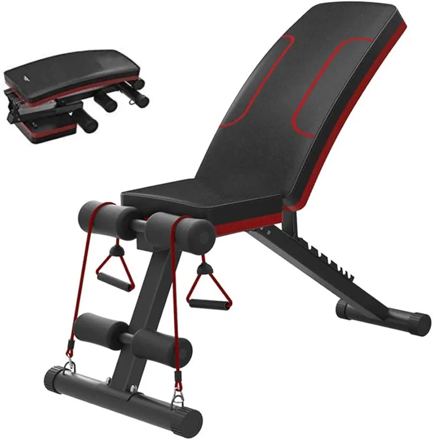 Weight Bench Foldable Adjustable, Utility Workout Bench Multifunctional Press Exercise Gym Bench, Flat Bench for Weightlifting and Strength Training,Black