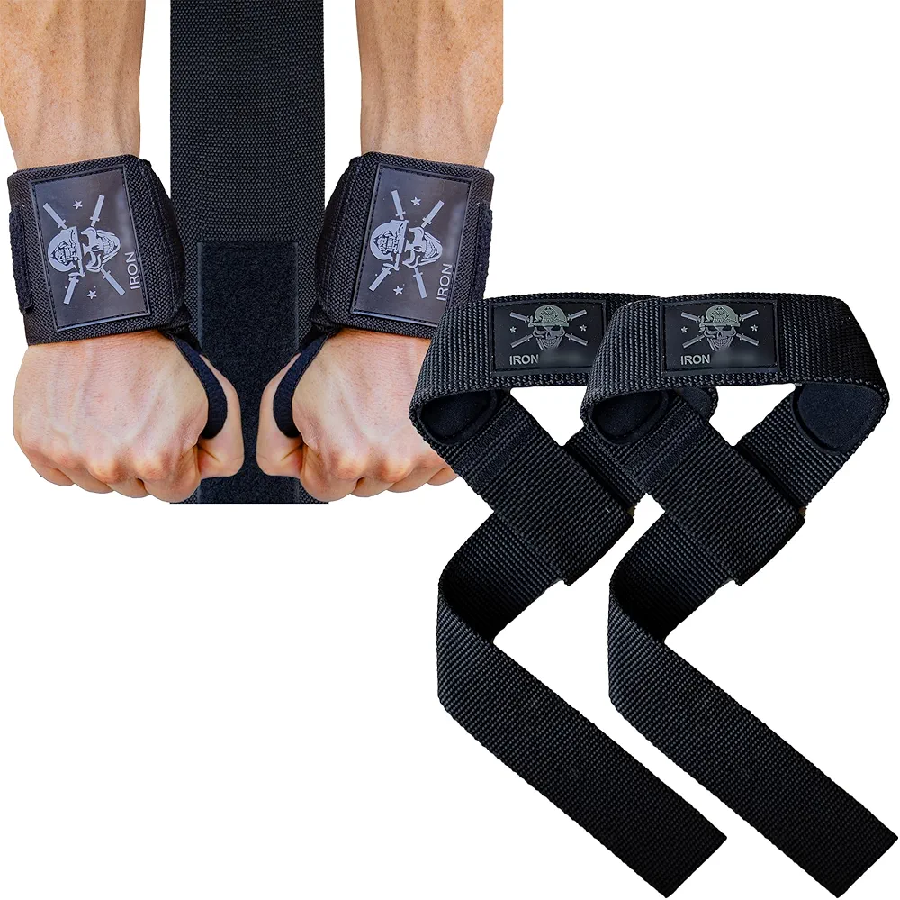 Iron Infidel Wrist Wraps for Weightlifting 18" Heavy Duty + Weight Lifting Straps- Wrist Straps for Weight Lifting Bundle