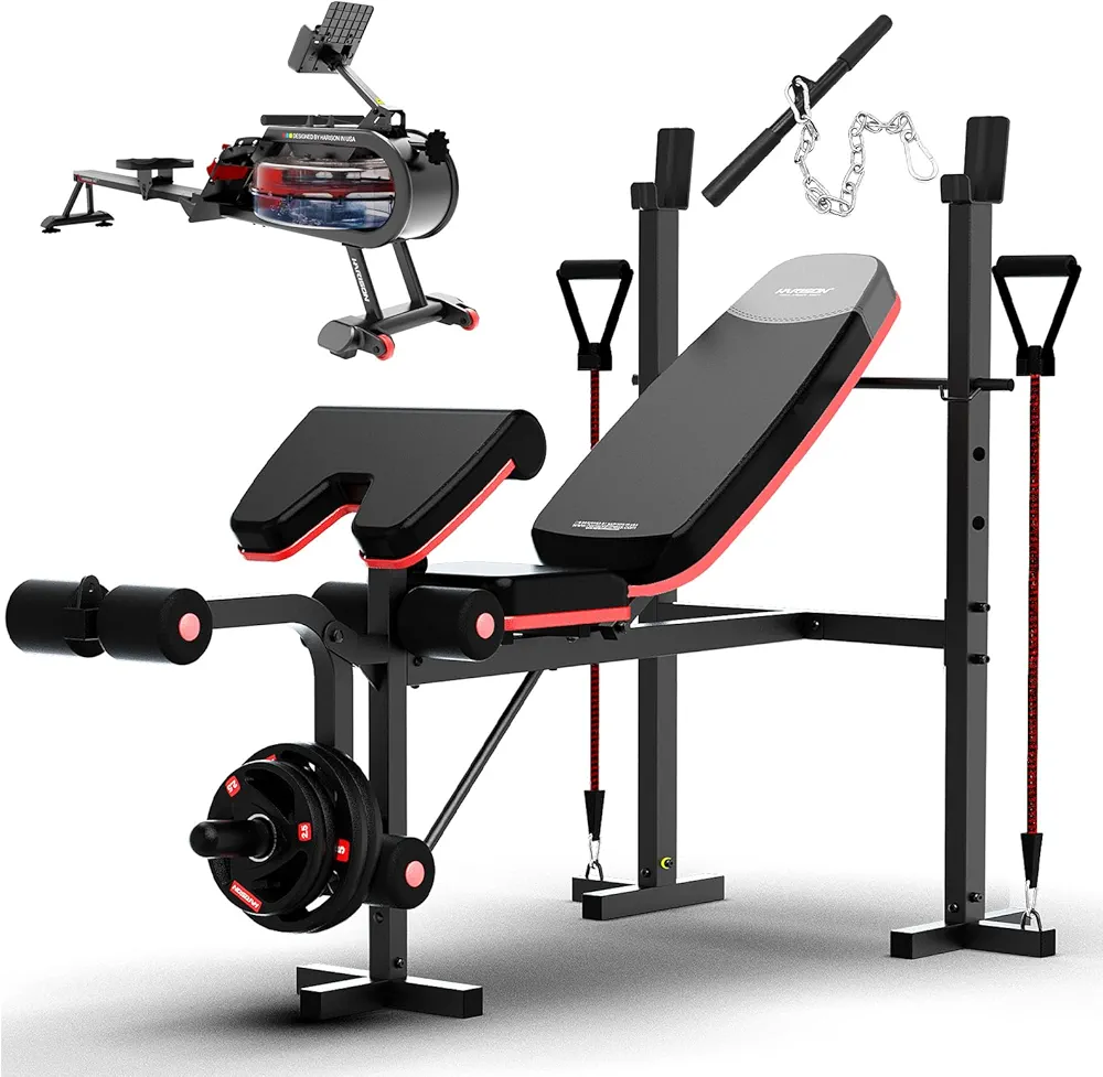 HARISON 6 in 1 Weight Bench Set & Water Rowing Machine