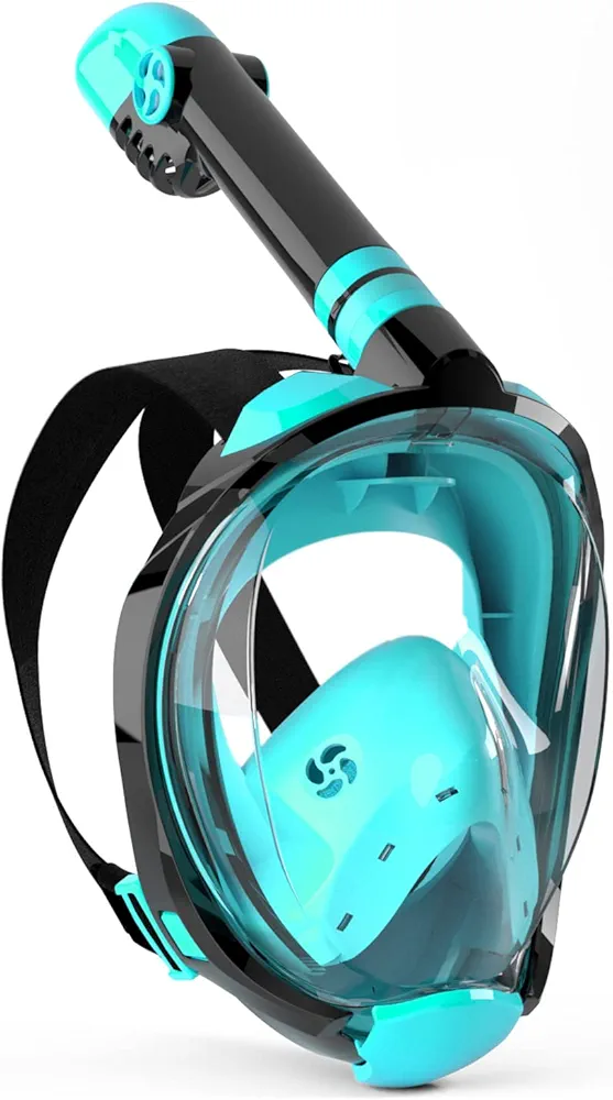 Full Face Snorkel Mask, Snorkeling Mask with Detachable Camera Mount,Panoramic 180° View Upgraded Dive Mask with Safety Breathing System,Dry Top Set Anti-Fog Anti-Leak for Adults and Kids