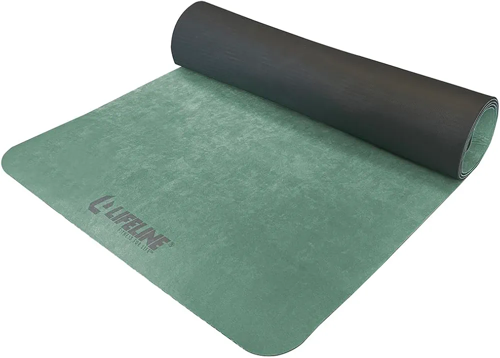 Lifeline Fitness Premium Suede Yoga Mat, High-Density Exercise Mat for Home - Lightweight Workout Mat with Carry Strap - Gym Mat for Home Gym Workouts - 71 in x 24 in x 4mm Thick
