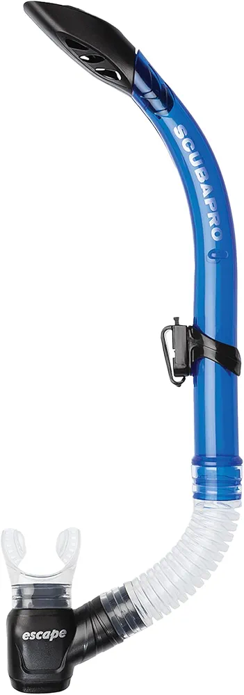 SCUBAPRO Escape Semi-Dry Snorkel, with Purge Valve and Splashguard Barrel-Top Design, Blue