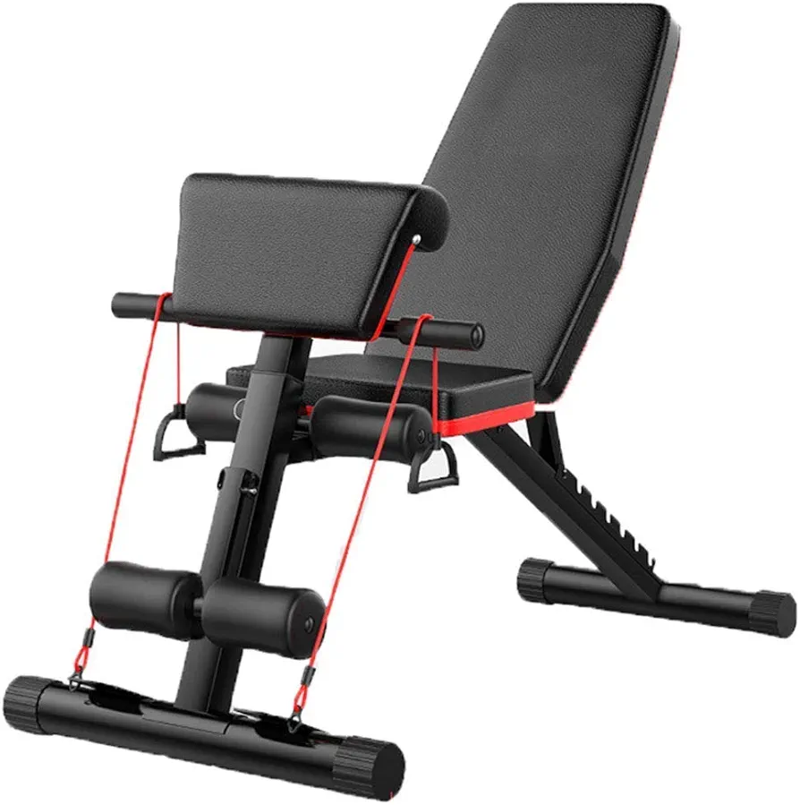 Weight Bench Adjustable, Press Exercise Gym Bench Foldable Utility Workout Bench, for Weightlifting and Strength Training,Black